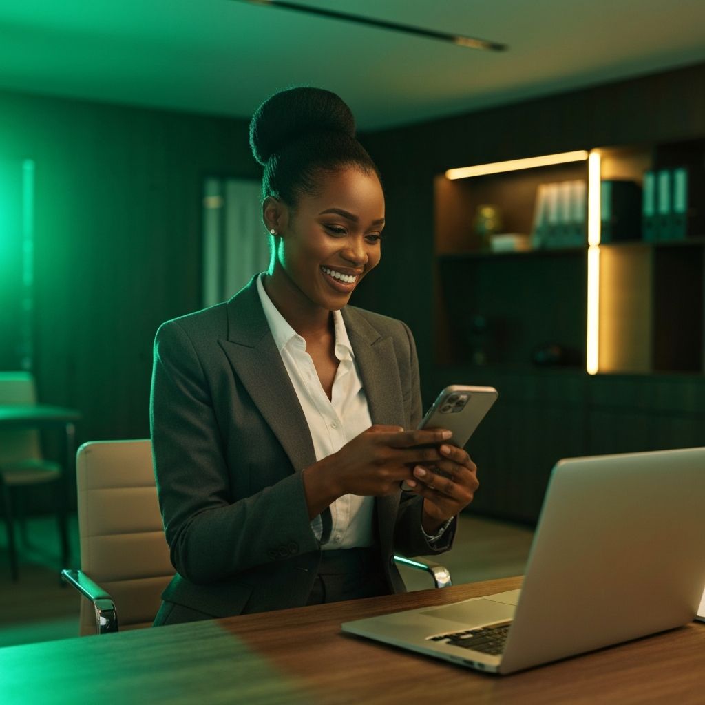 Fast loan approval - businesswoman celebrating
